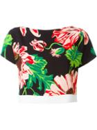 Stella Mccartney Floral Print Cropped Top, Women's, Size: 42, Black, Viscose/spandex/elastane