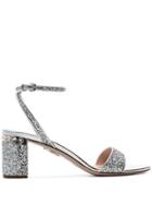 Miu Miu 65 Glitter Block Sandals - Silver