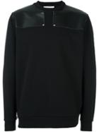 Givenchy Contrast Panel Sweatshirt, Men's, Size: Medium, Black, Calf Leather/cotton