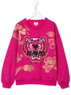 Kenzo Kids Logo Tiger Embroidered Sweatshirt - Pink