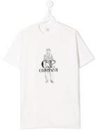 Cp Company Kids Logo Print T-shirt - White