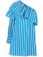 Msgm Asymmetric Ruffle Trim Dress - Blue