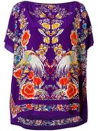 Roberto Cavalli Floral Print Top, Women's, Size: 48, Pink/purple, Silk