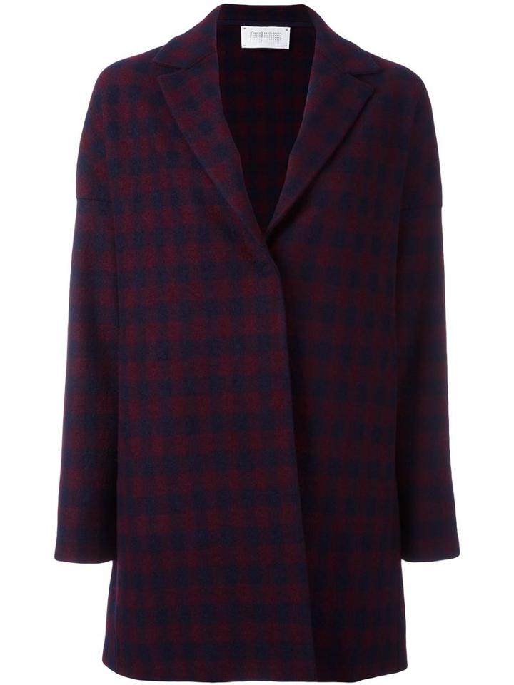 Harris Wharf London Checked Coat, Women's, Size: Large, Blue, Polyamide/virgin Wool