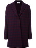 Harris Wharf London Checked Coat, Women's, Size: Large, Blue, Polyamide/virgin Wool