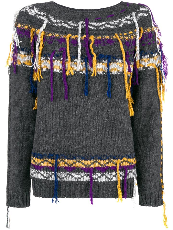 Pinko Fringed Trim Sweater - Grey
