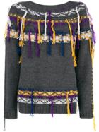 Pinko Fringed Trim Sweater - Grey