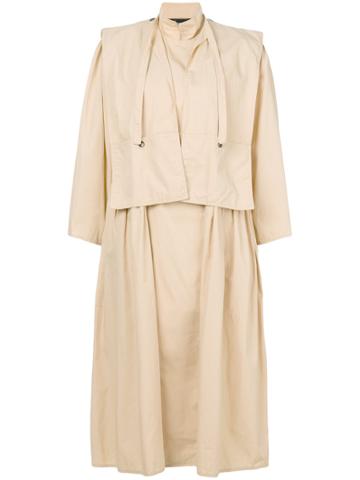 House Of Liza Vintage Gathered Midi Coat - Nude & Neutrals