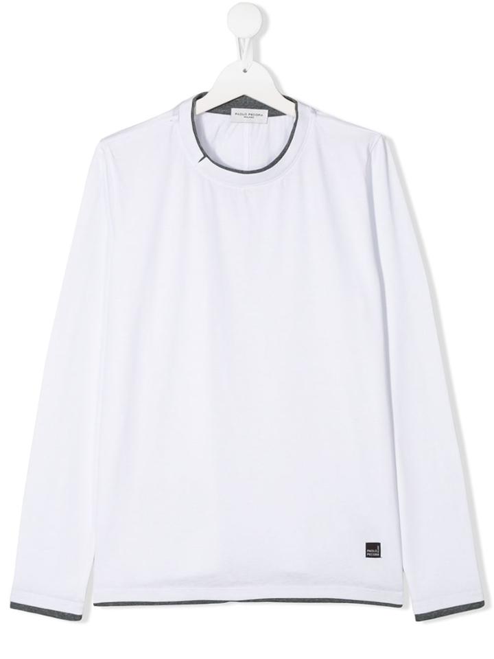 Paolo Pecora Kids Teen Contrast Trim Top - White