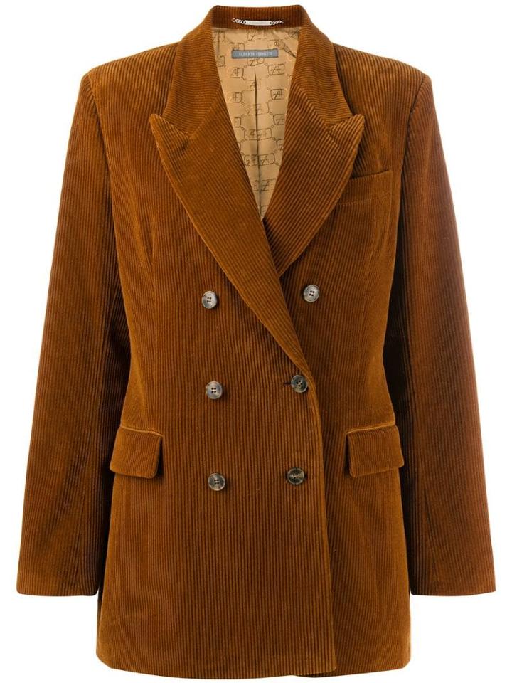 Alberta Ferretti Corduroy Double Breasted Blazer - Brown