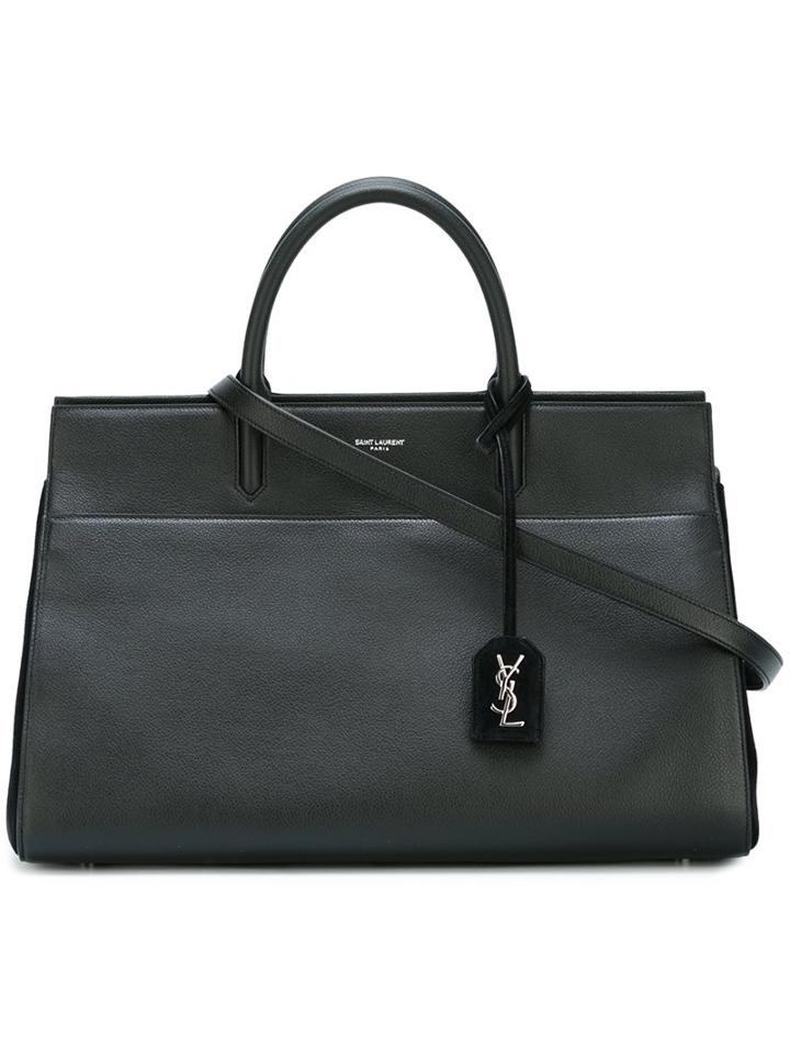 Saint Laurent Small 'cabas Rive Gauche' Tote, Women's, Black, Calf Leather
