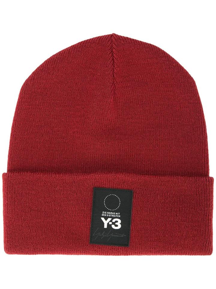 Y-3 Logo Patch Beanie - Red