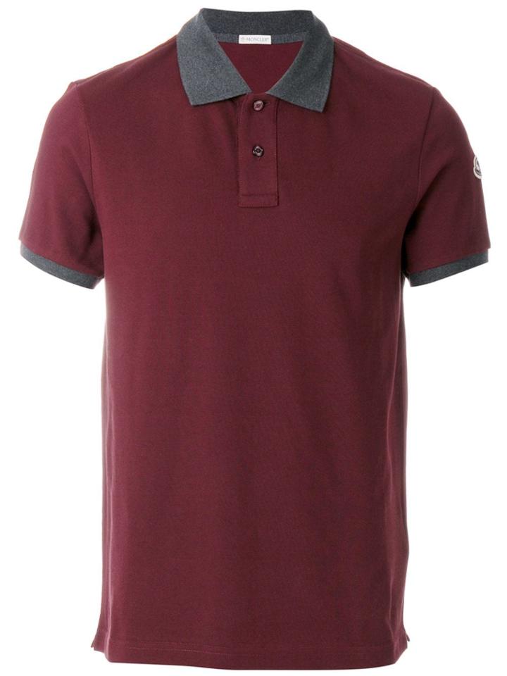 Moncler Contrast Collar Polo Shirt - Red