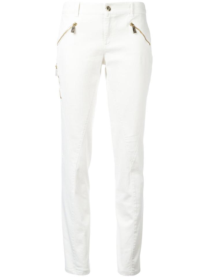 Versace Jeans Zip Pocket Skinny Jeans, Women's, Size: 27, White, Cotton/spandex/elastane