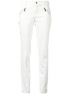 Versace Jeans Zip Pocket Skinny Jeans, Women's, Size: 27, White, Cotton/spandex/elastane