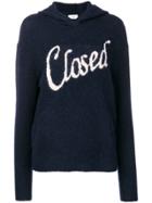 Closed Jacquard Logo Knitted Hoodie - Blue