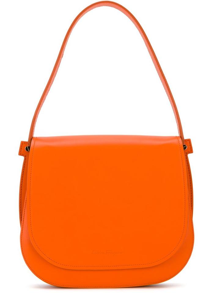 Salvatore Ferragamo Neva Shoulder Bag, Women's, Yellow/orange, Calf Leather
