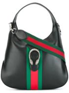 Gucci Strap Detailing Shoulder Bag, Black, Calf Leather