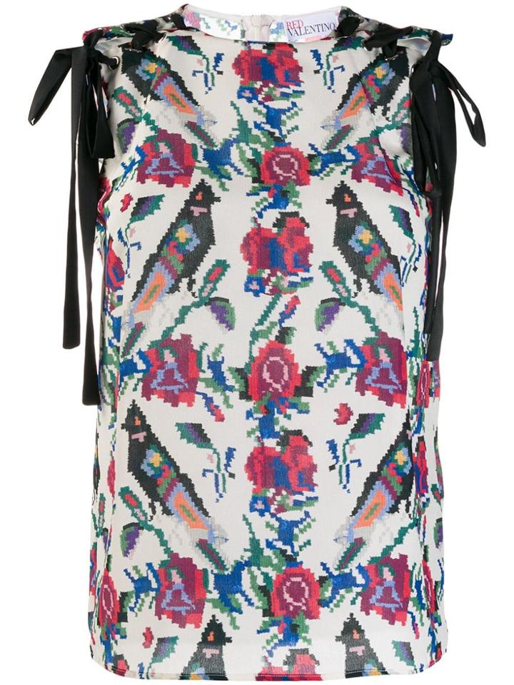 Red Valentino Sleeveless Printed Top - White