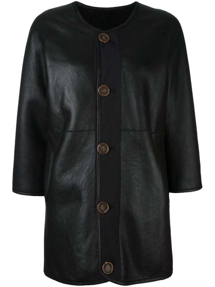 See By Chloé Reversible Shearling Coat, Women's, Size: 40, Black, Lamb Skin/cotton
