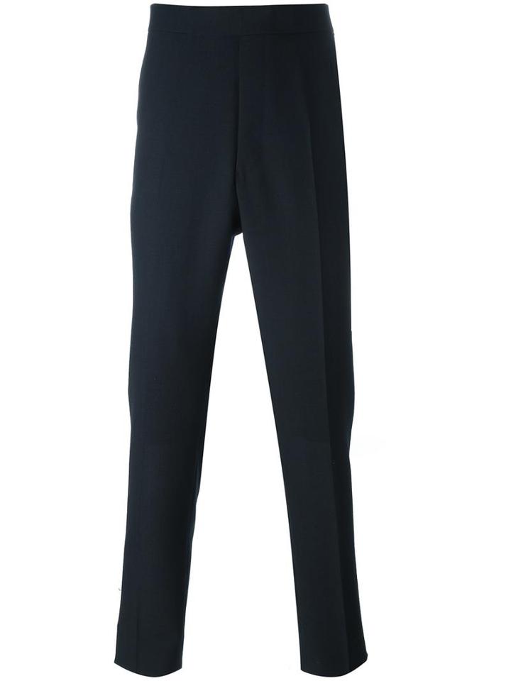 Thom Browne Tailored Cropped Trousers, Men's, Size: 3, Blue, Wool