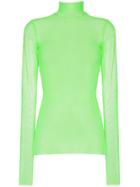 We11done Turtleneck Long Sleeved Mesh T-shirt - Green