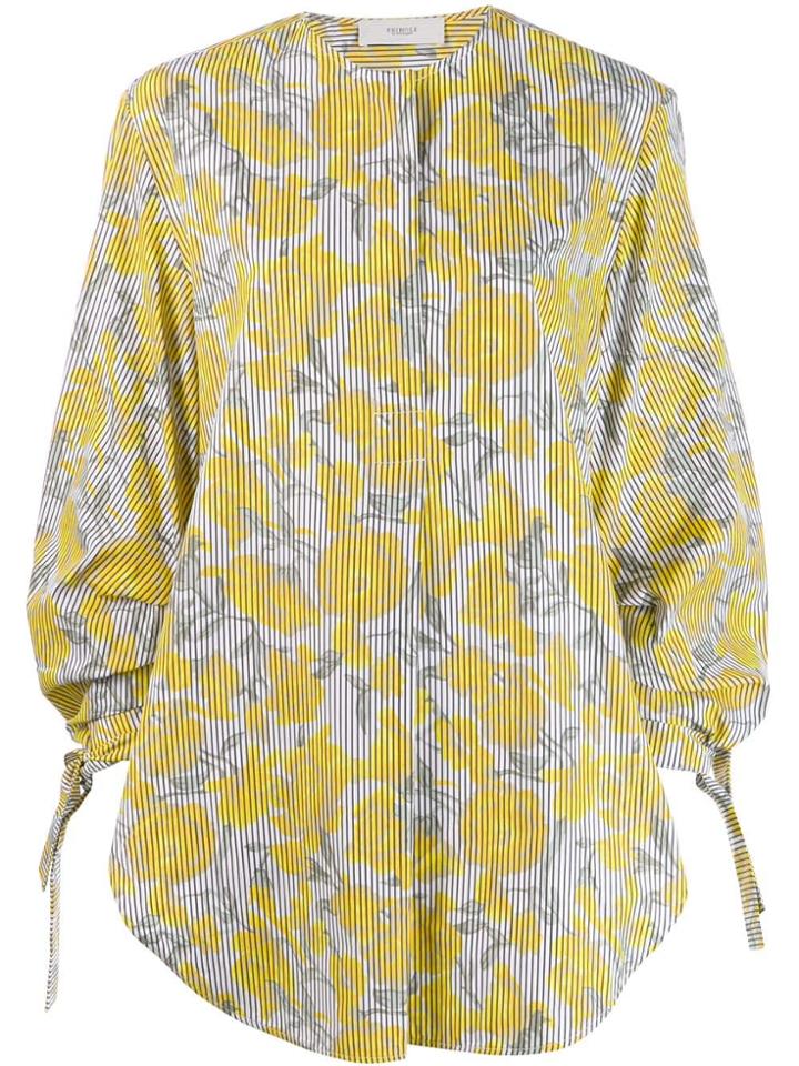 Pringle Of Scotland Oversized Striped Floral Shirt - Yellow
