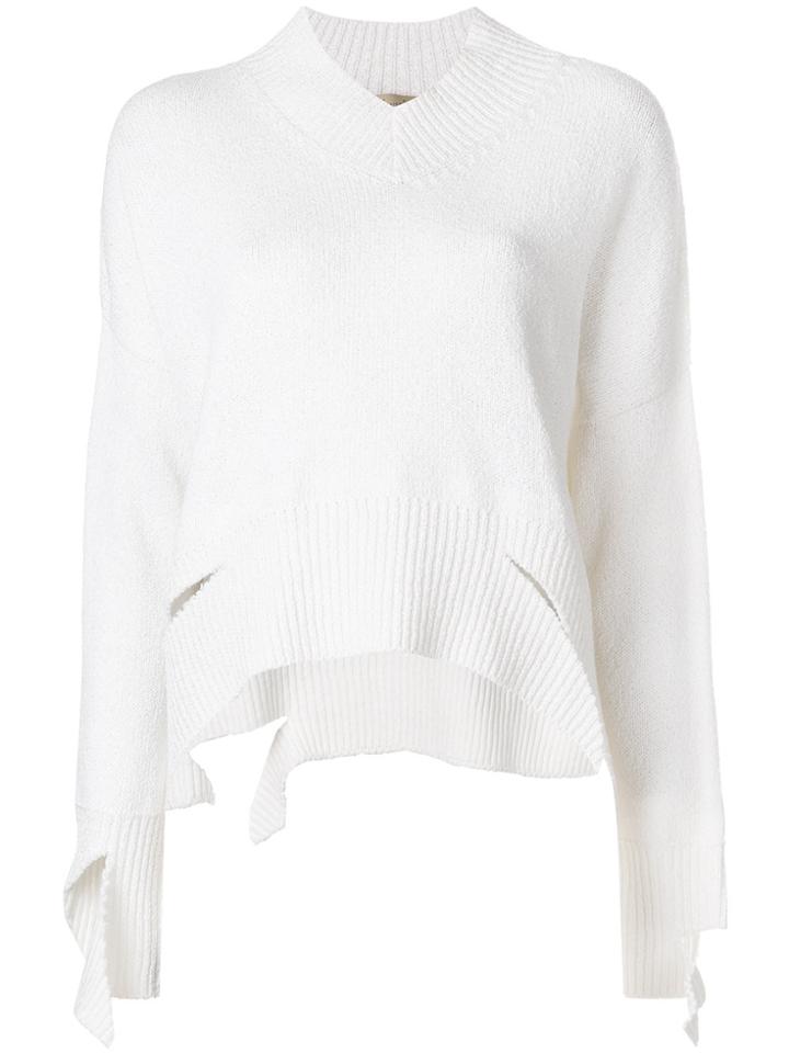 Maison Flaneur V-neck Jumper - White