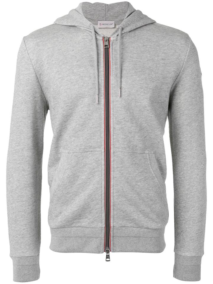 Moncler Striped Trim Zip Hoodie - Grey