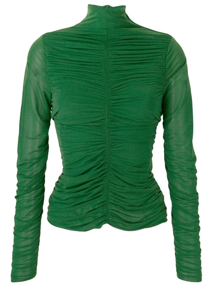 Dvf Diane Von Furstenberg Rouched Turtleneck Top - Green