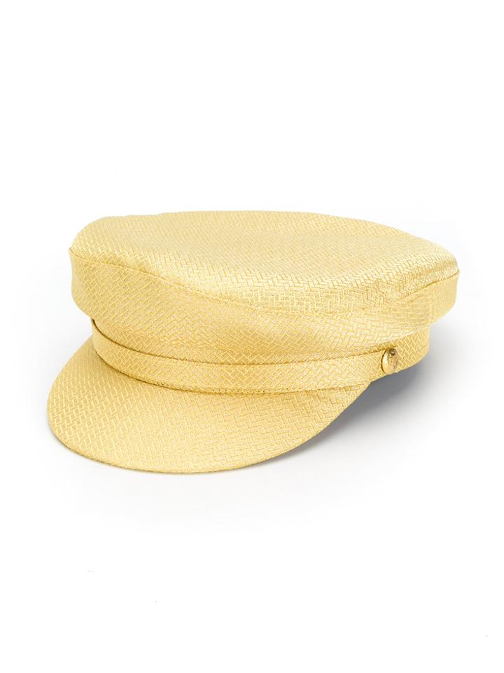 Manokhi Metallic Baker Boy Hat - Yellow & Orange