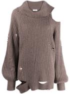 Faith Connexion Distressed Roll-neck Sweater - Brown
