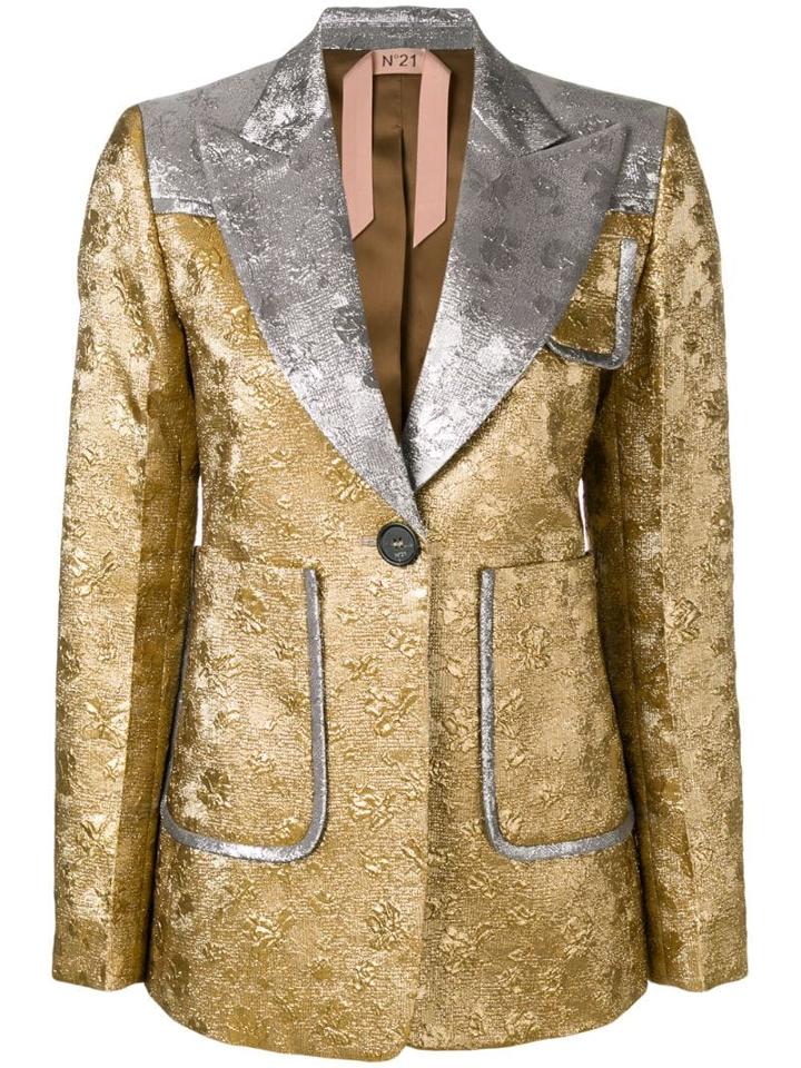 Nº21 Contrast Embroidered Blazer - Gold