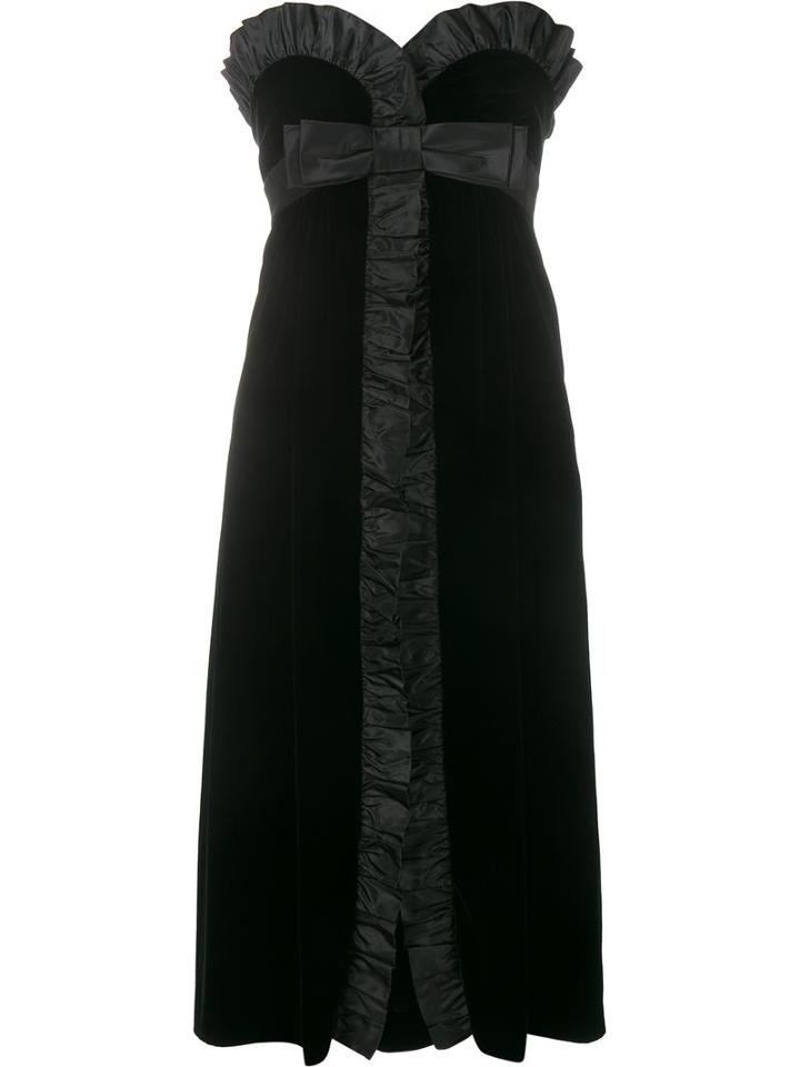 Miu Miu Ruffle Front Dress, Women's, Size: 38, Black, Silk/viscose