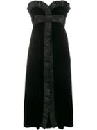 Miu Miu Ruffle Front Dress, Women's, Size: 38, Black, Silk/viscose