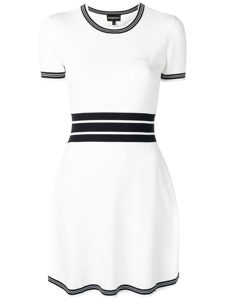 Emporio Armani Stripe Detail Flared Dress - White