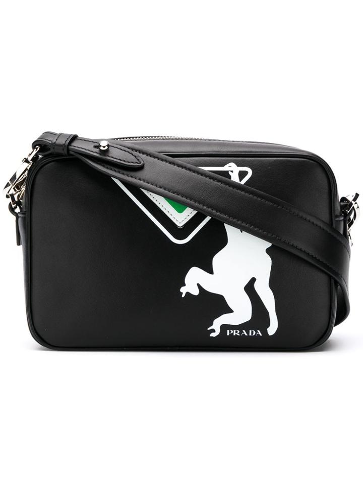 Prada Bandoliera City Calf Shoulder Bag - Black