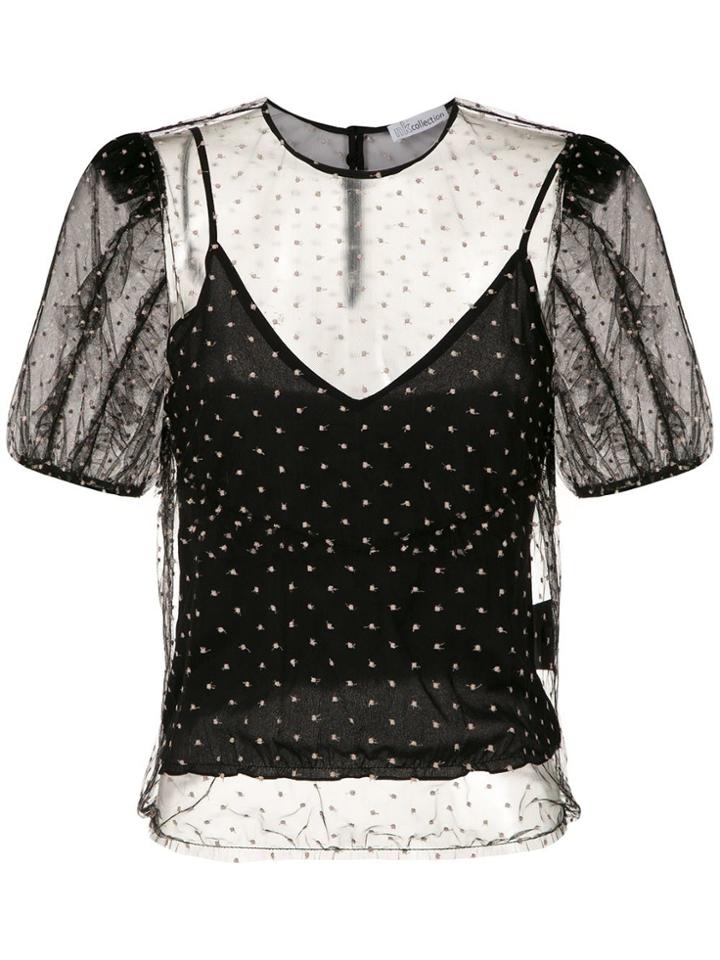 Nk Polka Dot Sheer Top - Black