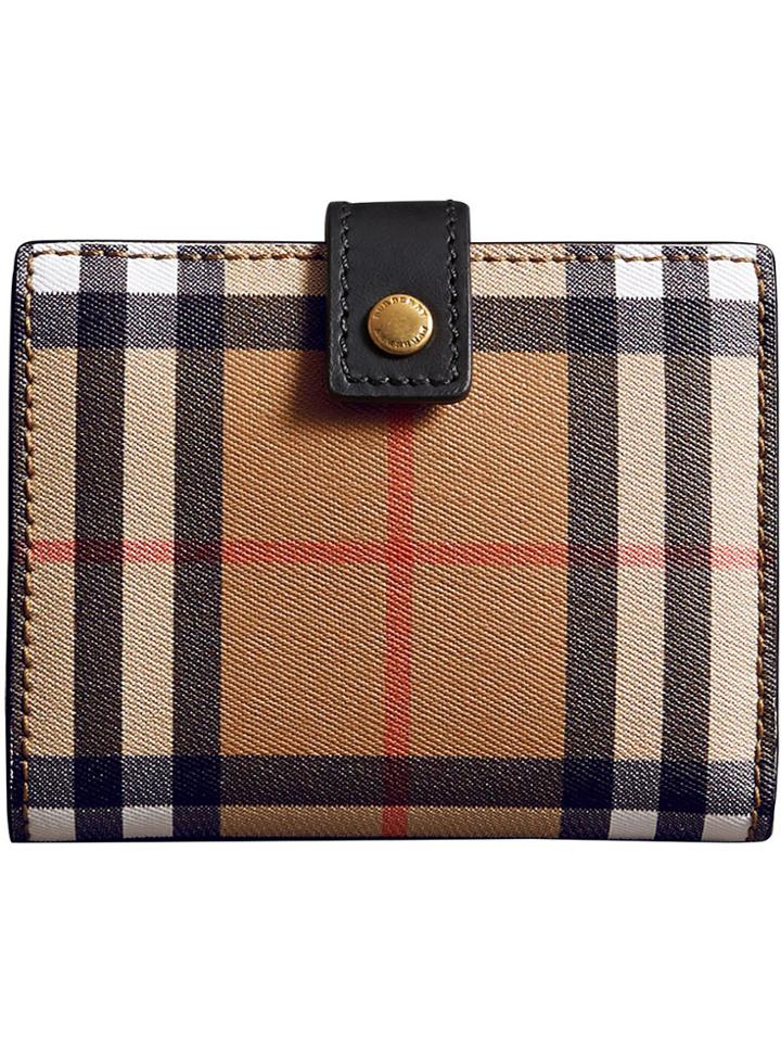 Burberry Small Vintage Check And Leather Folding Wallet - Black