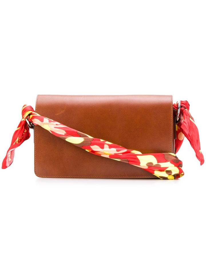 Mm6 Maison Margiela Scarf-trimmed Shoulder Bag - Brown
