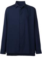 Lanvin Dropped Shoulder Shirt, Men's, Size: 45, Blue, Viscose/spandex/elastane
