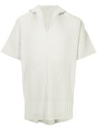 Homme Plissé Issey Miyake Pleated V-neck Top - Grey