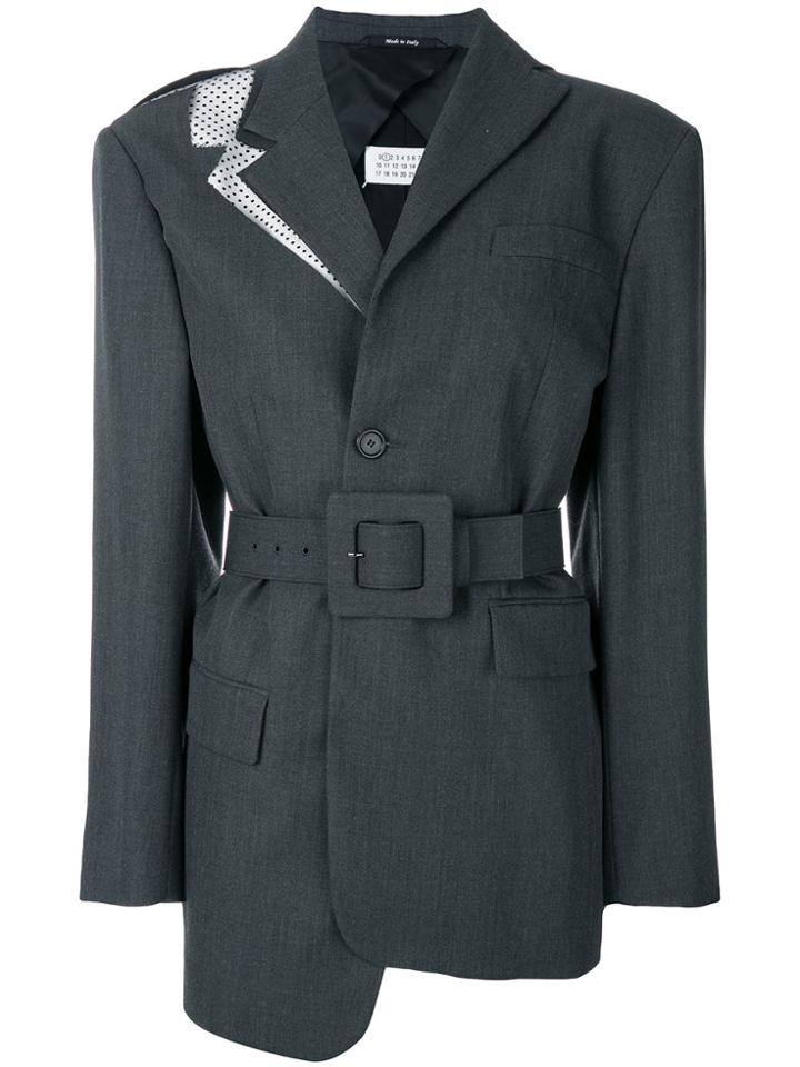 Maison Margiela Asymmetric Belted Blazer - Grey