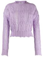 Acne Studios Frayed Cable Knit Sweater - Purple