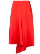 Tibi Asymmetric Draped Skirt - Red
