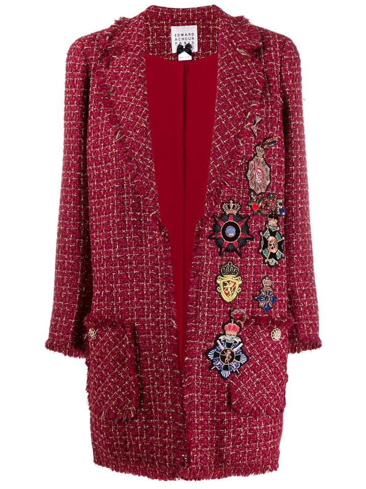 Edward Achour Paris Metallic-thread Tweed Coat - Red