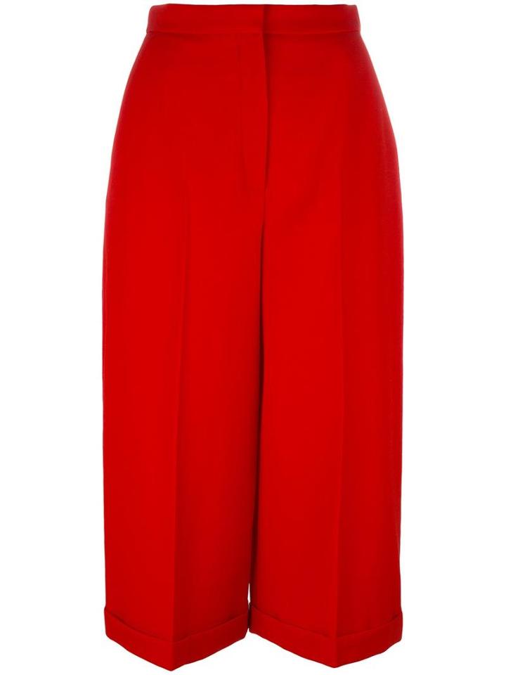 Alexander Mcqueen Pleated Culottes, Women's, Size: 42, Red, Virgin Wool/cupro