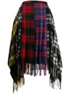 Juun.j Plaid Patterned Fringed Skirt - Black