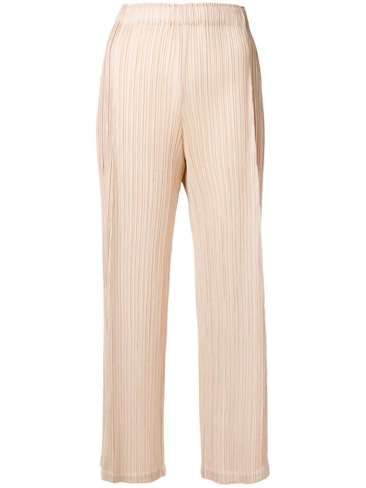 Pleats Please By Issey Miyake Micro-pleated Trousers - Nude & Neutrals