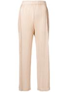 Pleats Please By Issey Miyake Micro-pleated Trousers - Nude & Neutrals